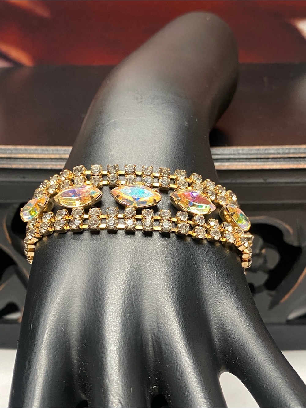 1950's Aurora Borealis Crystal Rhinestone Bracelet